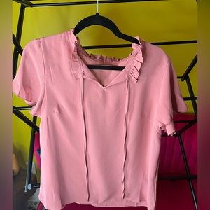 Salmon pink short sleeve blouse Shein